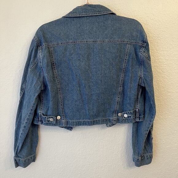 Vintage Old Navy Denim Jacket Womens Medium 90s Grunge Cropped Button Casual - Picture 7 of 10